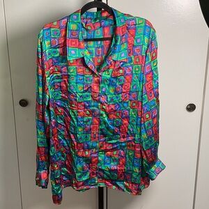 Vibrant silk Multicolor Button Down Shirt